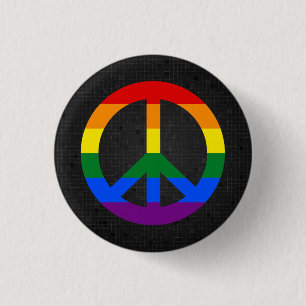 Badge Rond 2,50 Cm Bouton de noir de signe de paix de drapeau de LGBT