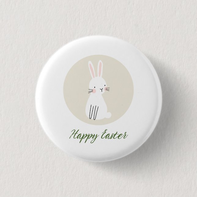 Badge Rond 2,50 Cm Bouton de Pâques avec un design de lapin mignon (Devant)