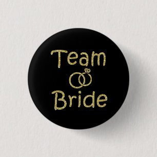 Badge Rond 2,50 Cm Bouton de parties scintillantes d'or de demoiselle
