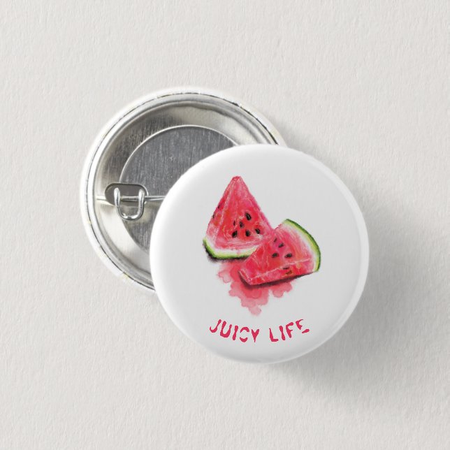 Badge Rond 2,50 Cm Bouton de pastèque Rouge sucré Juicy Tasty Pièces (Devant & derrière)