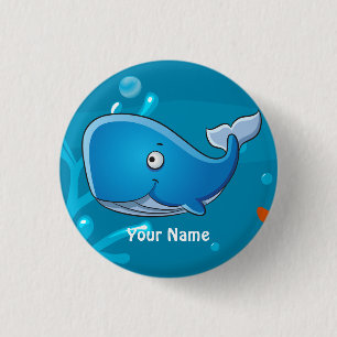 Badge Rond 2,50 Cm Bouton de personnalisation de la baleine aquatique