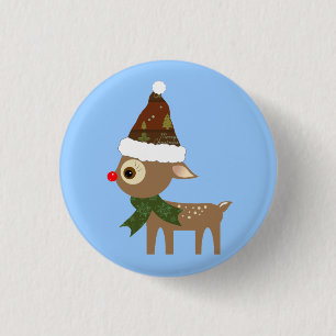 Badge Rond 2,50 Cm Bouton de Petit Renne Mignon