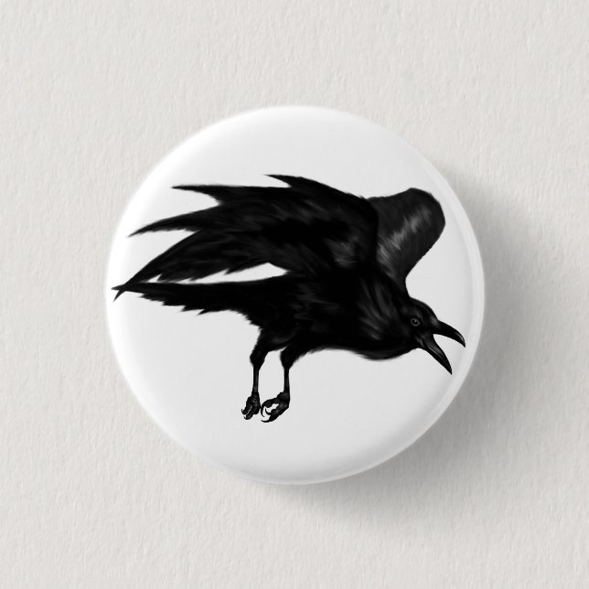 Badge Rond 2,50 Cm Bouton de Pin de Raven de vol (Devant)