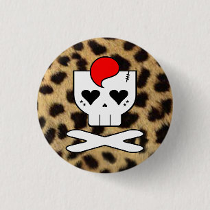 BADGE ROND 2,50 CM BOUTON DE PIN D'IMPRESSION DE GUÉPARD DE CRÂNE D