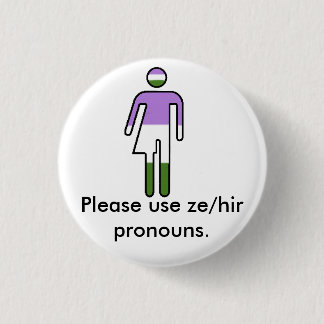 Badge Rond 2,50 Cm Bouton de pronom de Genderqueer Ze/Hir