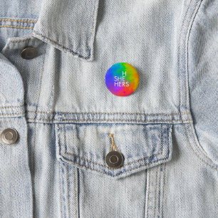 Badge Rond 2,50 Cm Bouton de pronom peinture arc-en-ciel