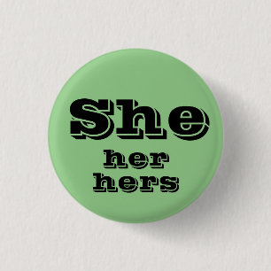 Badge Rond 2,50 Cm Bouton de pronoms Elle, Elle, Ses