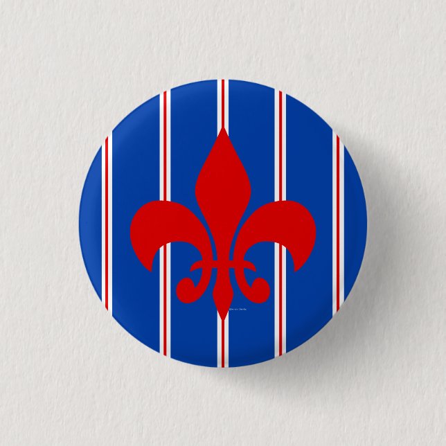 Badge Rond 2,50 Cm Bouton de Red Fleur de Lis Striped (Devant)