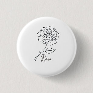 Badge Rond 2,50 Cm Bouton de rose élégant sur une ligne
