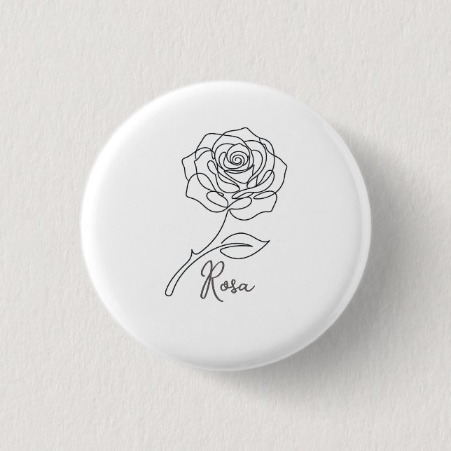 Badge Rond 2,50 Cm Bouton de rose élégant sur une ligne (Devant)