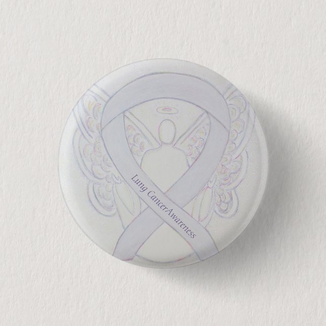 Badge Rond 2,50 Cm Bouton de ruban Angel Pearl Sensibilisation au can (Devant)