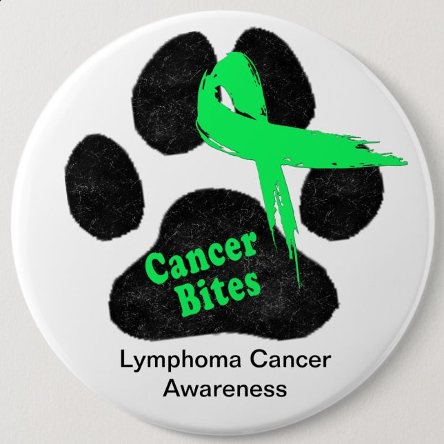 Badge Rond 2,50 Cm Bouton de sensibilisation au cancer du lymphome ch (lymphoma cancer paw print green and black awareness button)