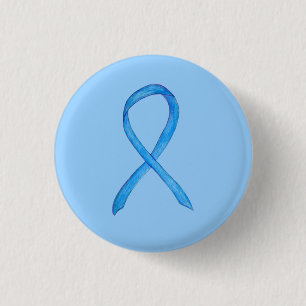 Badge Rond 2,50 Cm Bouton de sensibilisation bleu clair Ruban d'art p