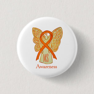 Badge Rond 2,50 Cm Bouton de sensibilisation MS Ruban Orange Angel Bo
