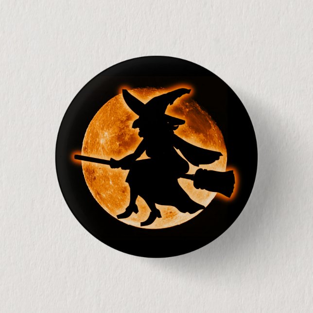 Badge Rond 2,50 Cm Bouton de sorcière effrayante (Devant)