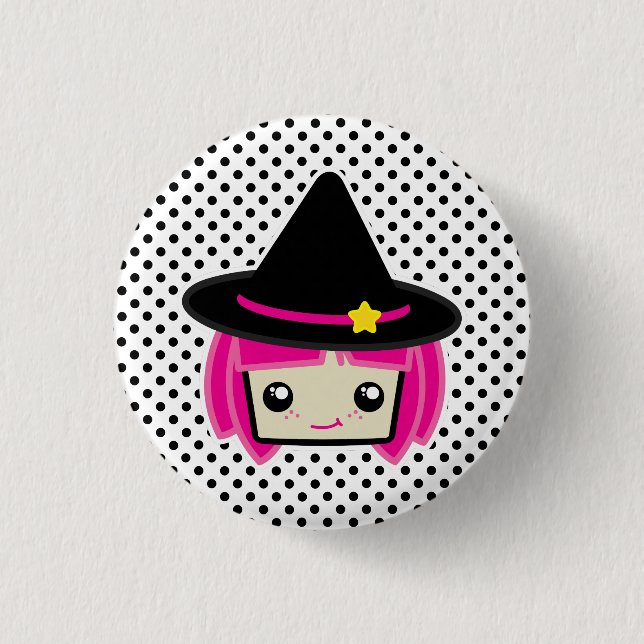 Badge Rond 2,50 Cm Bouton de sorcière Kawaii Pink Haired (Devant)