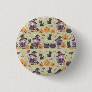 Badge Rond 2,50 Cm Bouton de sorcières de Halloween mignonnes et effr