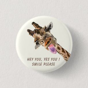 Badge Rond 2,50 Cm Bouton de sortie de la langue de la Giraffe Joueus