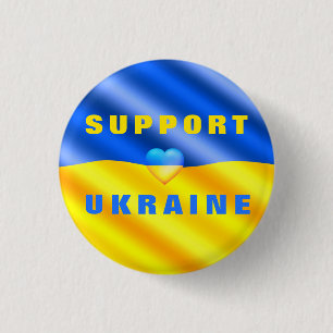 Badge Rond 2,50 Cm Bouton de soutien à l'Ukraine Liberté Peace Heart 