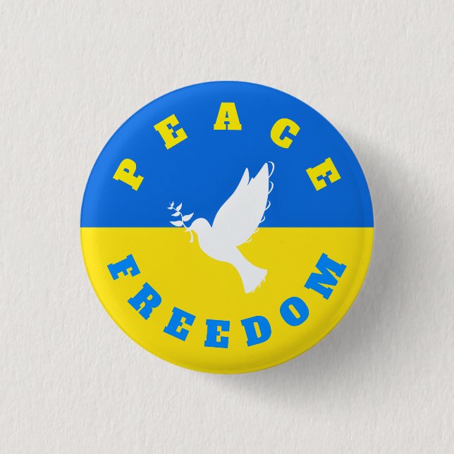 Badge Rond 2,50 Cm Bouton de soutien à l'Ukraine Peace Dove Freedom - (Devant)