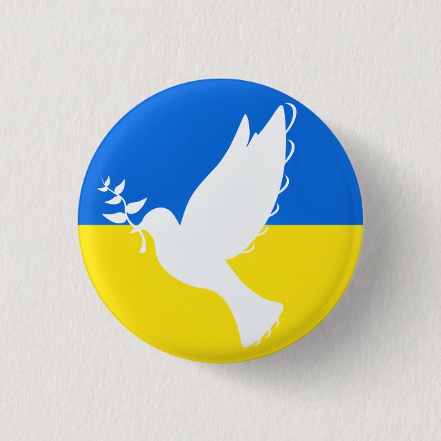 Badge Rond 2,50 Cm Bouton de soutien à l'Ukraine Peace Dove - Liberté (Devant)