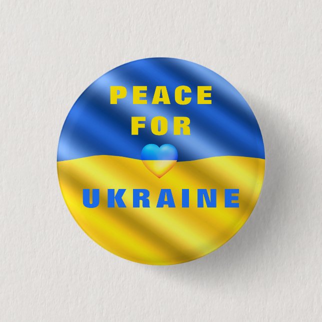 Badge Rond 2,50 Cm Bouton de soutien Ukraine Pavillon ukrainien Coeur (Devant)