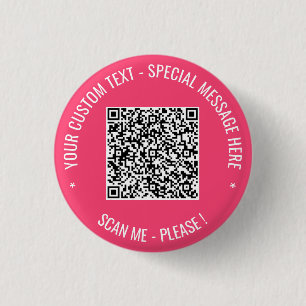 Badge Rond 2,50 Cm Bouton de texte personnalisé Analyse de code QR Vo