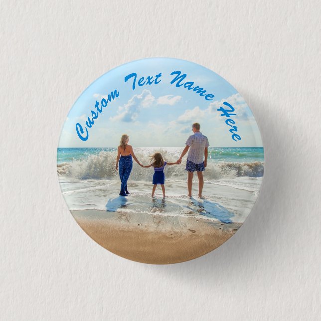 Badge Rond 2,50 Cm Bouton de texte photo personnalisé Texte personnal (Devant)