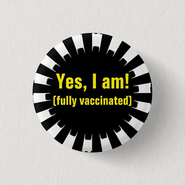 Badge Rond 2,50 Cm Bouton de vaccination Black White Starburst (Devant)