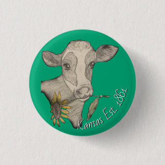 Badge Rond 2,50 Cm Bouton de vache du Kansas