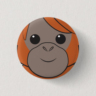 Badge Rond 2,50 Cm Bouton de visage d'orang-outan de Sumatran