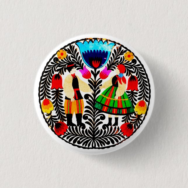 Badge Rond 2,50 Cm Bouton de Wycinanki (Devant)