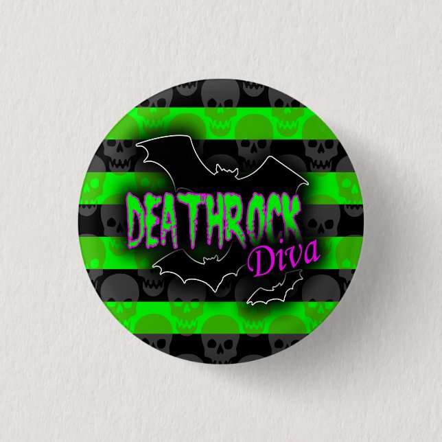Badge Rond 2,50 Cm Bouton Deathrock Diva (Devant)