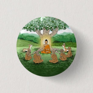 Badge Rond 2,50 Cm Bouton d'enseignement du premier sermon de Bouddha