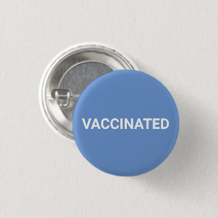 Badge Rond 2,50 Cm Bouton d'épingle blanc bleu cornflower Vacciné
