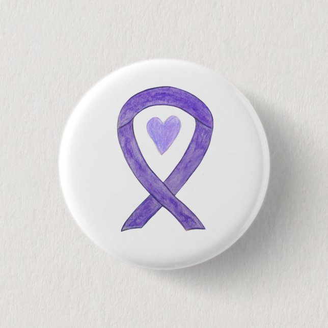 Badge Rond 2,50 Cm Bouton d'épingle d'art du coeur Lavender Awareness (Devant)