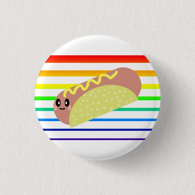 Badge Rond 2,50 Cm Bouton d'épingle Kawaii mignon HotDog Rainbow Stri (Devant)