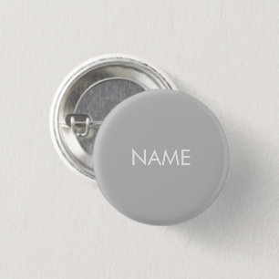 Badge Rond 2,50 Cm Bouton d'épingle minimaliste blanc gris du nom pe
