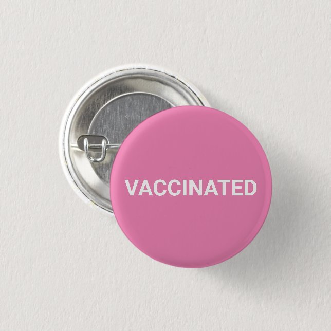 Badge Rond 2,50 Cm Bouton d'épingle rose blanc vacciné (Devant & derrière)