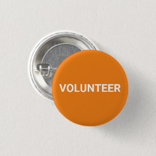 Badge Rond 2,50 Cm Bouton d'épingle simple orange de bénévole