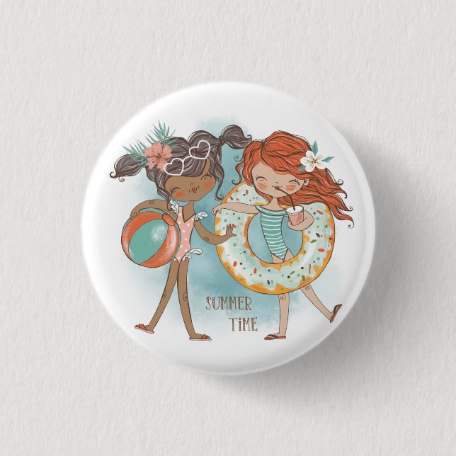 Badge Rond 2,50 Cm Bouton des amis de l'heure d'été (Devant)