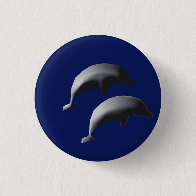 Badge Rond 2,50 Cm Bouton Deux Dauphins (Devant)