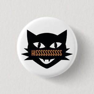 Badge Rond 2,50 Cm Bouton d'Halloween Chat ou Trick