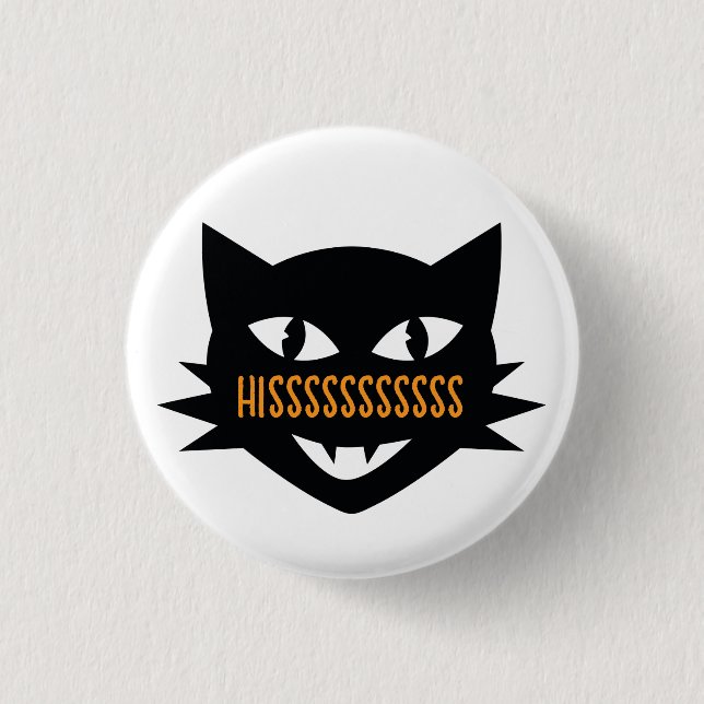 Badge Rond 2,50 Cm Bouton d'Halloween Chat ou Trick (Devant)
