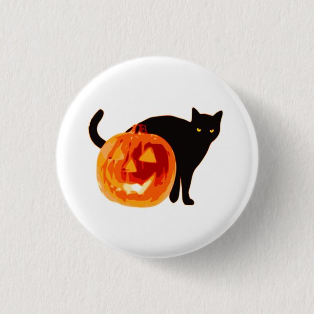 Badge Rond 2,50 Cm Bouton d'Halloween pour chat noir et Jack O' lante (Devant)