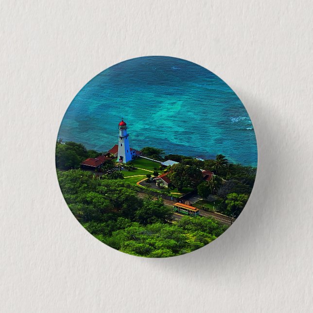 Badge Rond 2,50 Cm Bouton Diamond Head Lighthouse #1 (Devant)