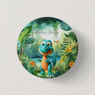 Badge Rond 2,50 Cm Bouton Dinosaure mignon
