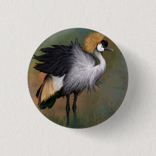 Badge Rond 2,50 Cm Bouton d'oiseau de graine couronnée - Peinture