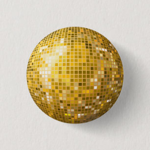 Badge Rond 2,50 Cm Bouton d'or de boule de disco