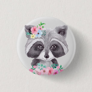 Badge Rond 2,50 Cm Bouton doux racoon pour enfants